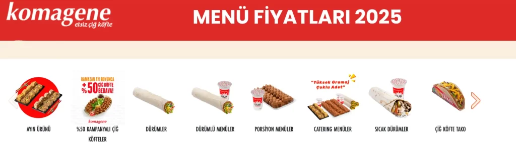 Komagene Menü Fiyatları