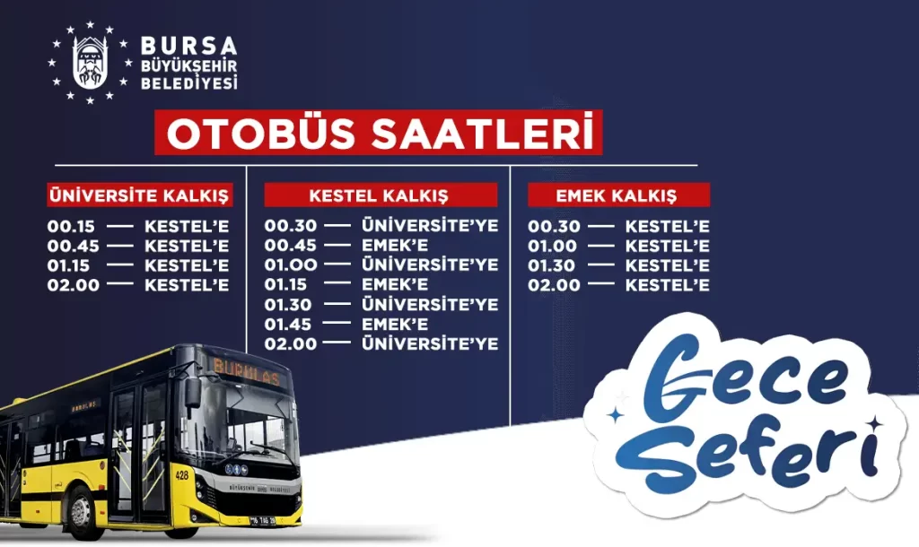 Bursa Gece Otobüs Saatleri