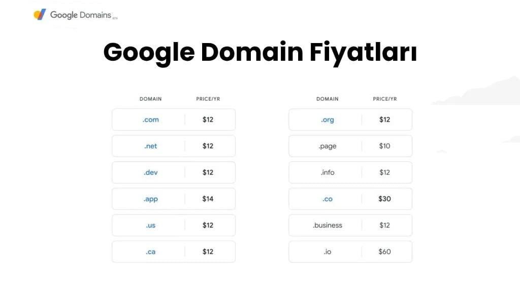 Google Domain Fiyatları