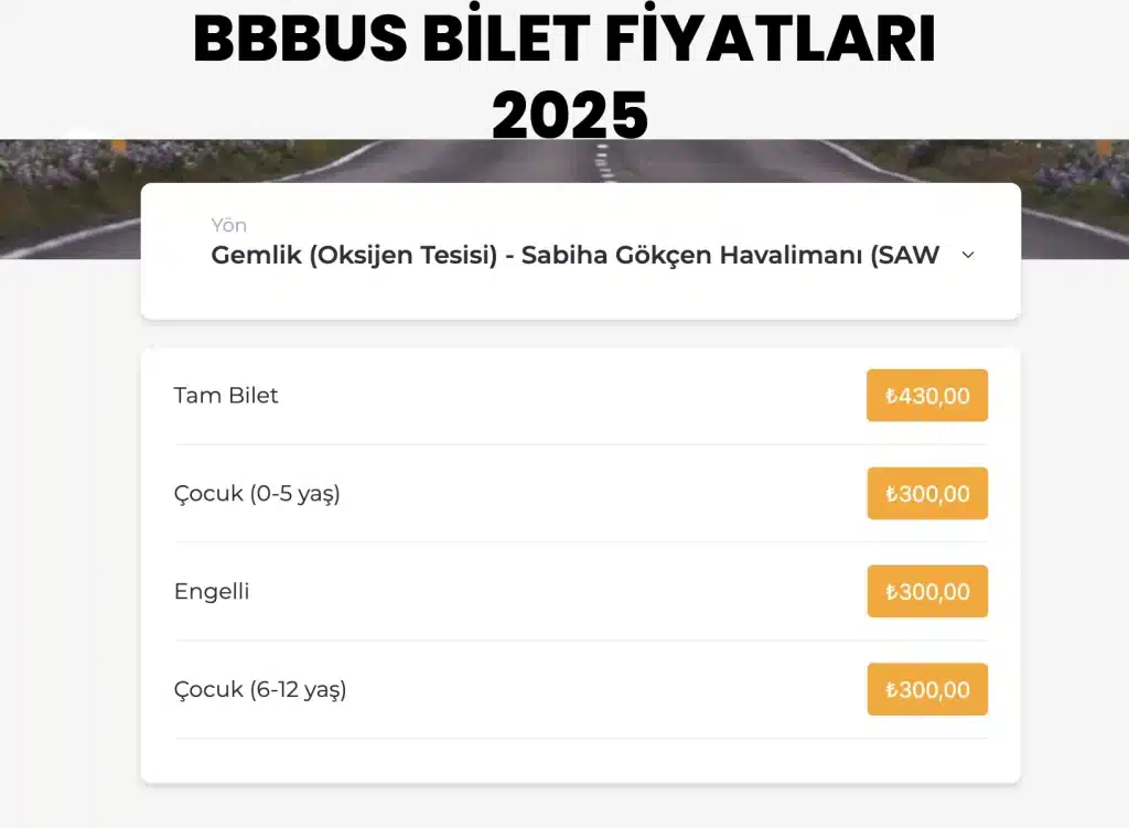 BBBUS Bilet Fiyatları 2025