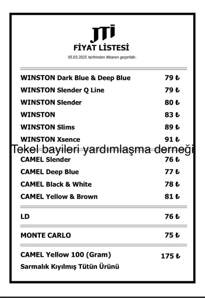 JTI Sigara Fiyat Listesi 2025