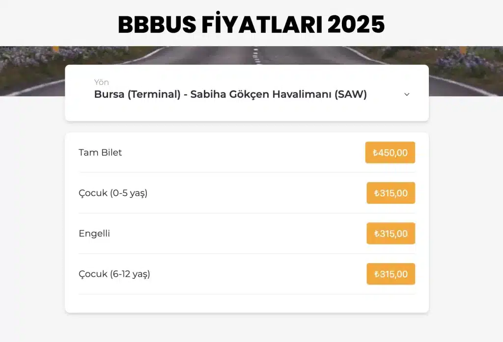 BBBUS Bilet Fiyatları 2025