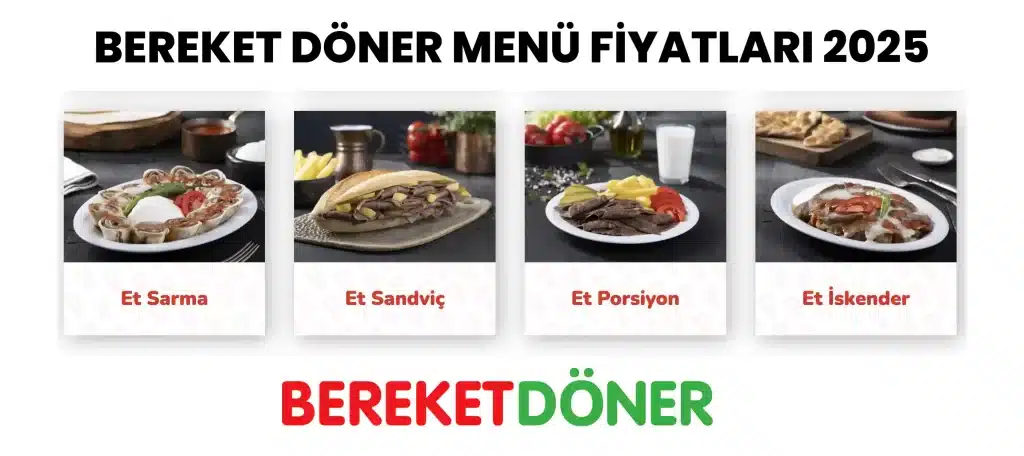 Bereket Döner Menü Fiyat Listesi