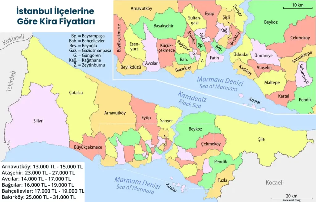 İstanbul İlçelerine Göre Kira Fiyatları 2025