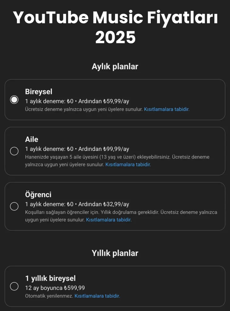 YouTube Music Abonelik Ücreti