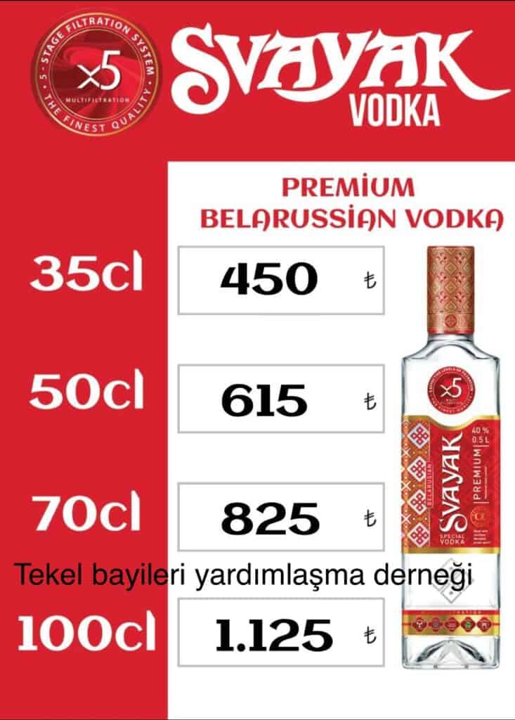 Svayak Vodka Fiyatları