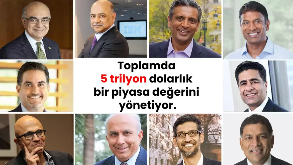 Hindistan kökenli CEO'lar, toplamda 5 trilyon dolarlık bir piyasa değerini yönetiyor.