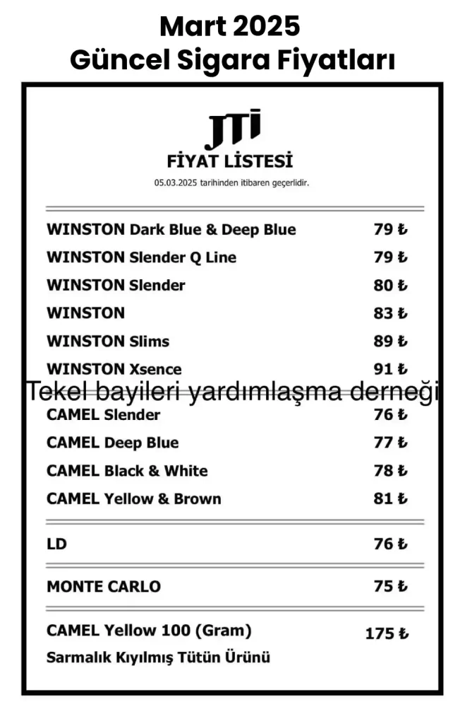 Mart 2025 Sigara Fiyatları