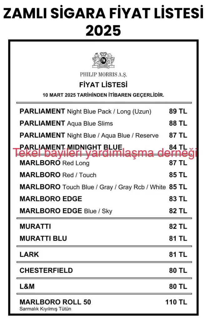 Zamlı Sigara Fiyat Listesi - Philip Morris