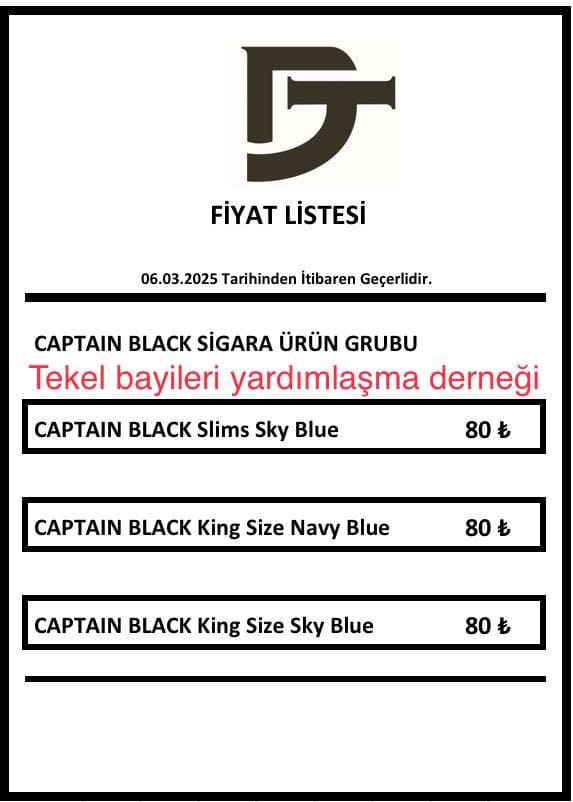 Captian Black Sigara Fiyat Listesi